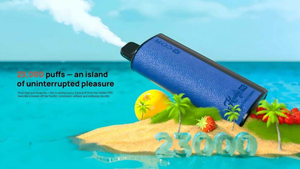 XCOR Hawaii Pro 23000 Puffs, vape o smaku owocowym, hawajski e-papieros, dual mesh coil, plaża Honolulu - XCOR Hawaii Pro 23000: Inteligencja i styl w jednym urządzeniu -