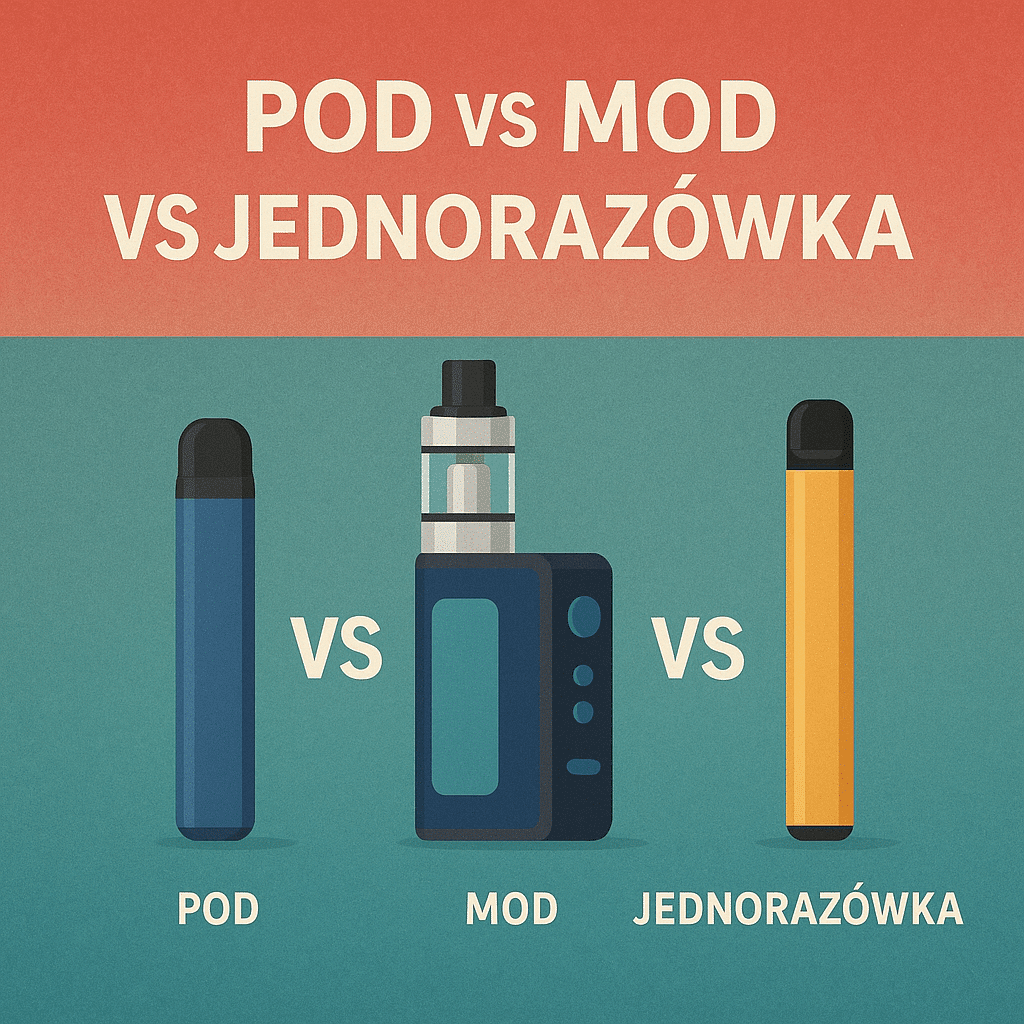 Obraz przedstawiający obok siebie butelkę premixu e-liquidu i jednorazowy e-papieros, symbolizujące różnice między tymi dwoma typami produktów do wapowania.