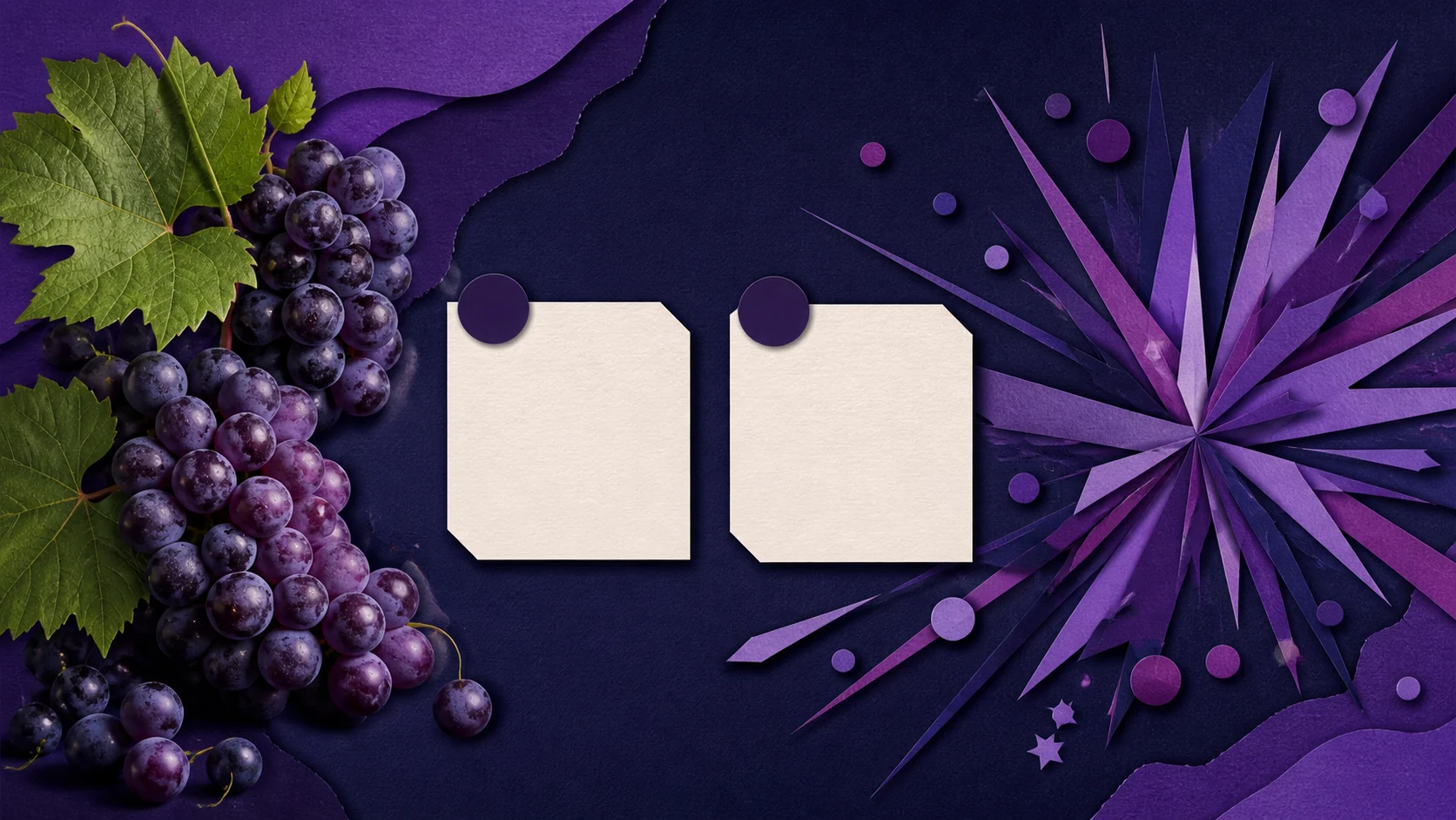 Redakcyjna ilustracja winogron i abstrakcyjnego motywu cukierkowego dla Grape Burst