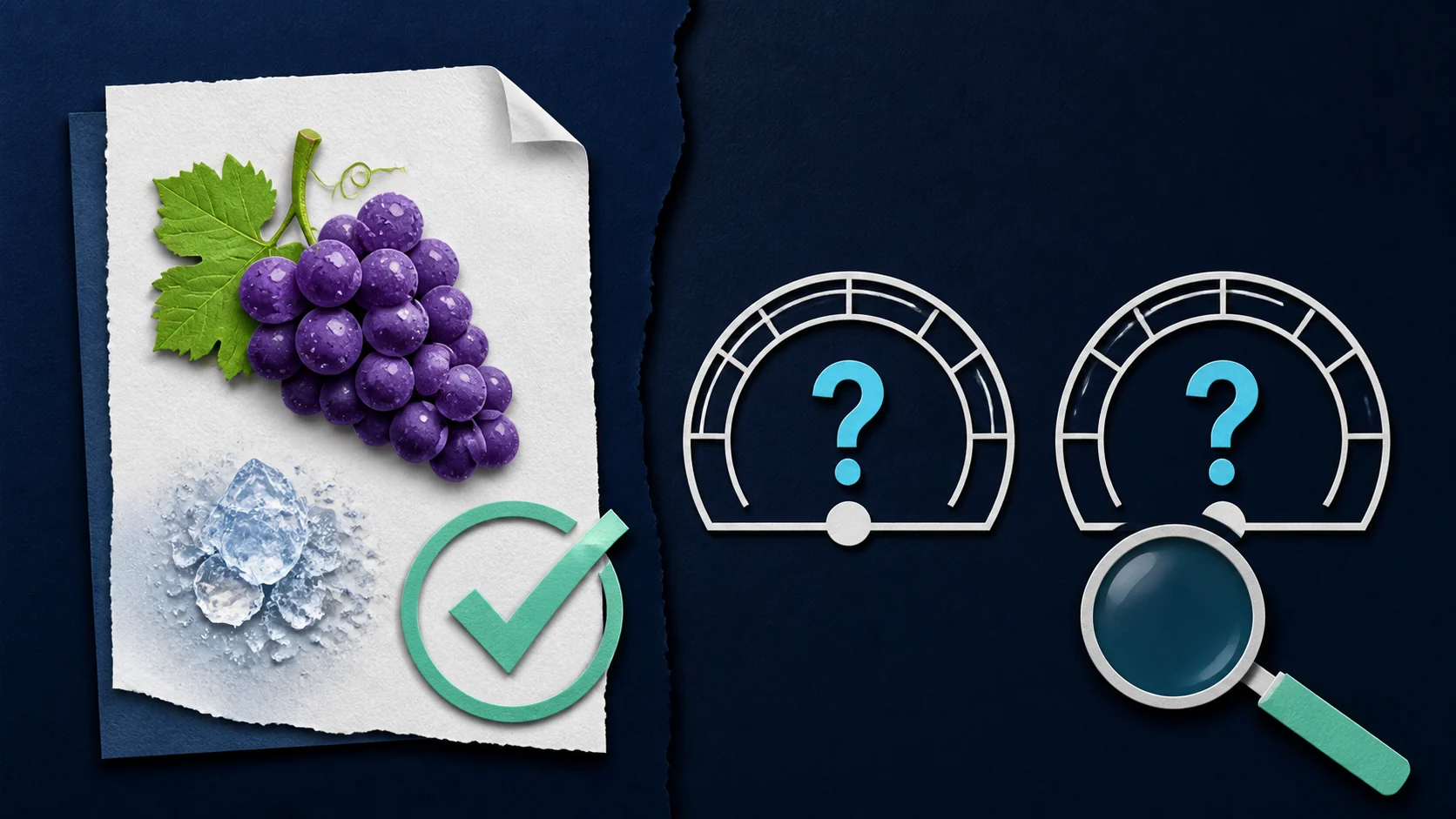 Ilustracja potwierdzonej nazwy Grape Slush oraz granic danych bez degustacji